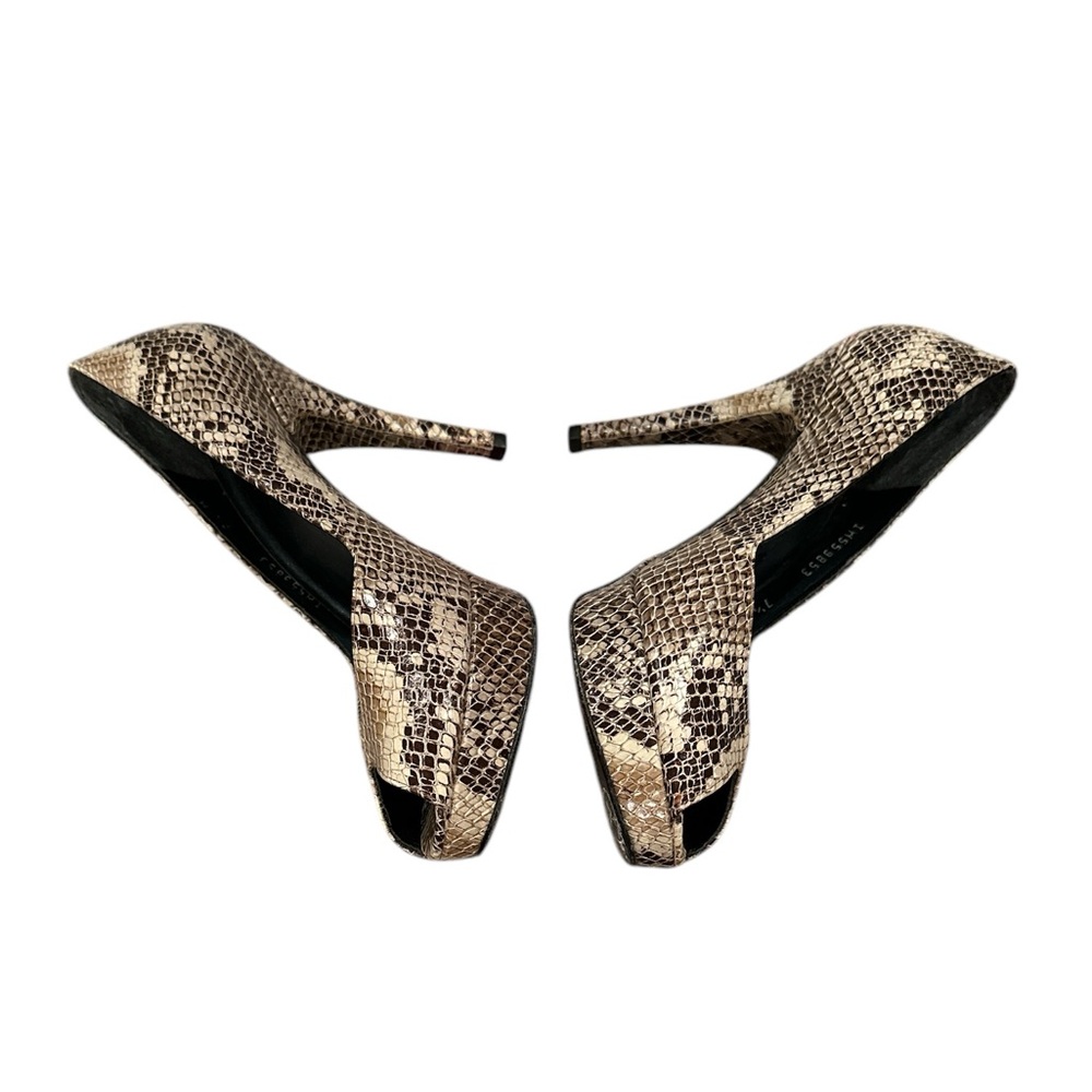 Stuart Weitzman Python Snakeskin Peep Toe Platfor… - image 3